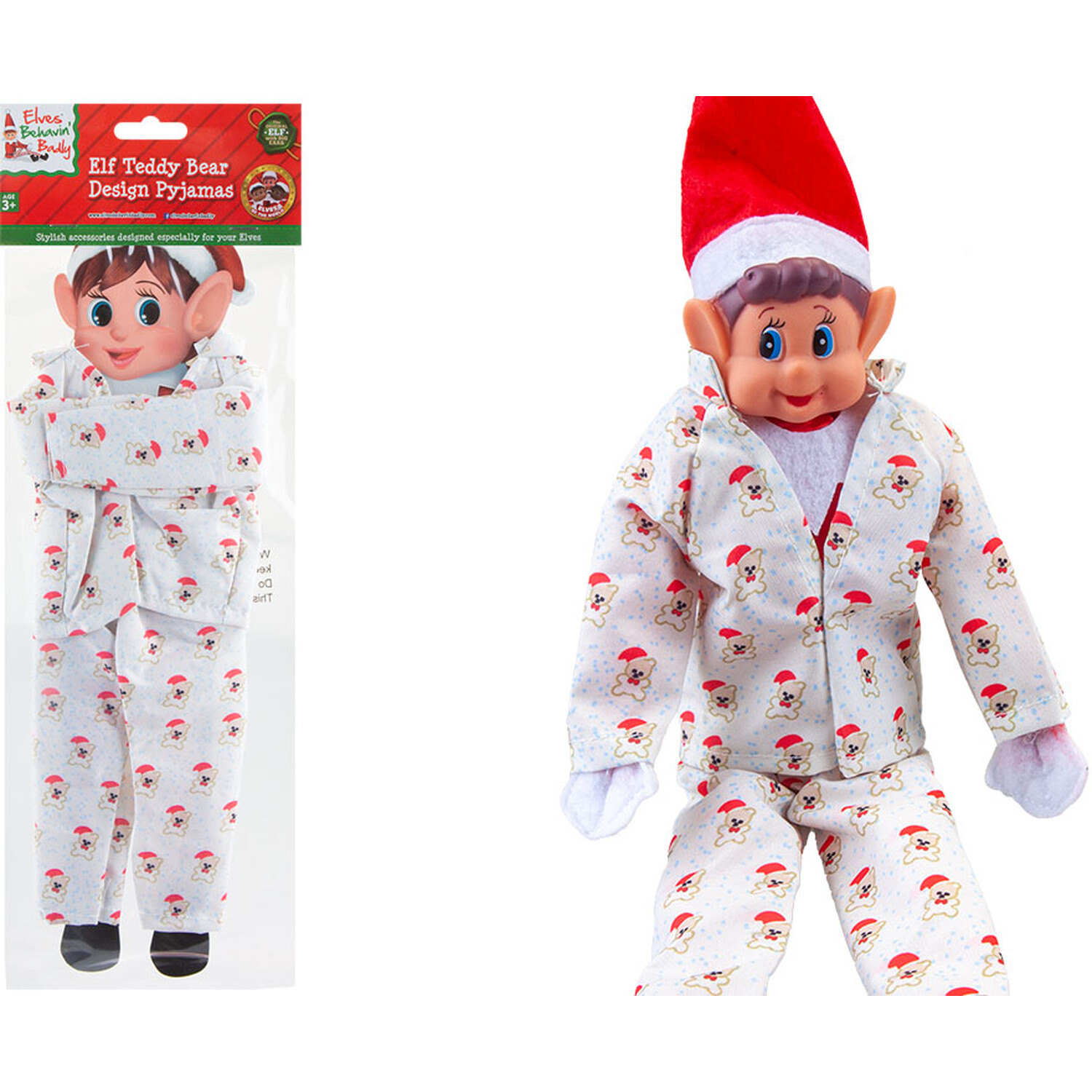 Elf Teddy Bear Pyjamas - White Image