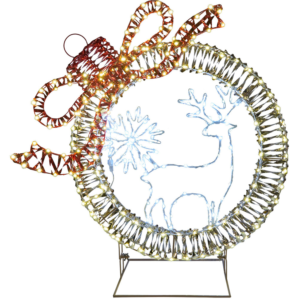 LED Stag Bow Bauble - Silver Image 1