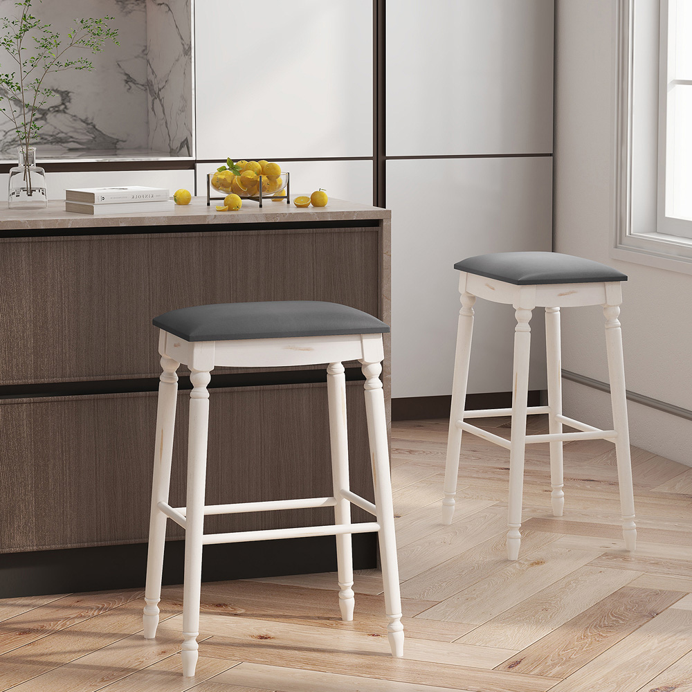 Costway White Bar Stool Set of 2 Image 5
