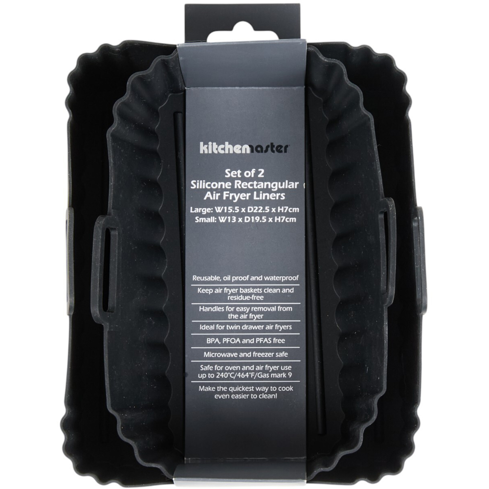 Set of 2 Kitchen Master Silicone Rectangular Airfryer Liners Black Image 2
