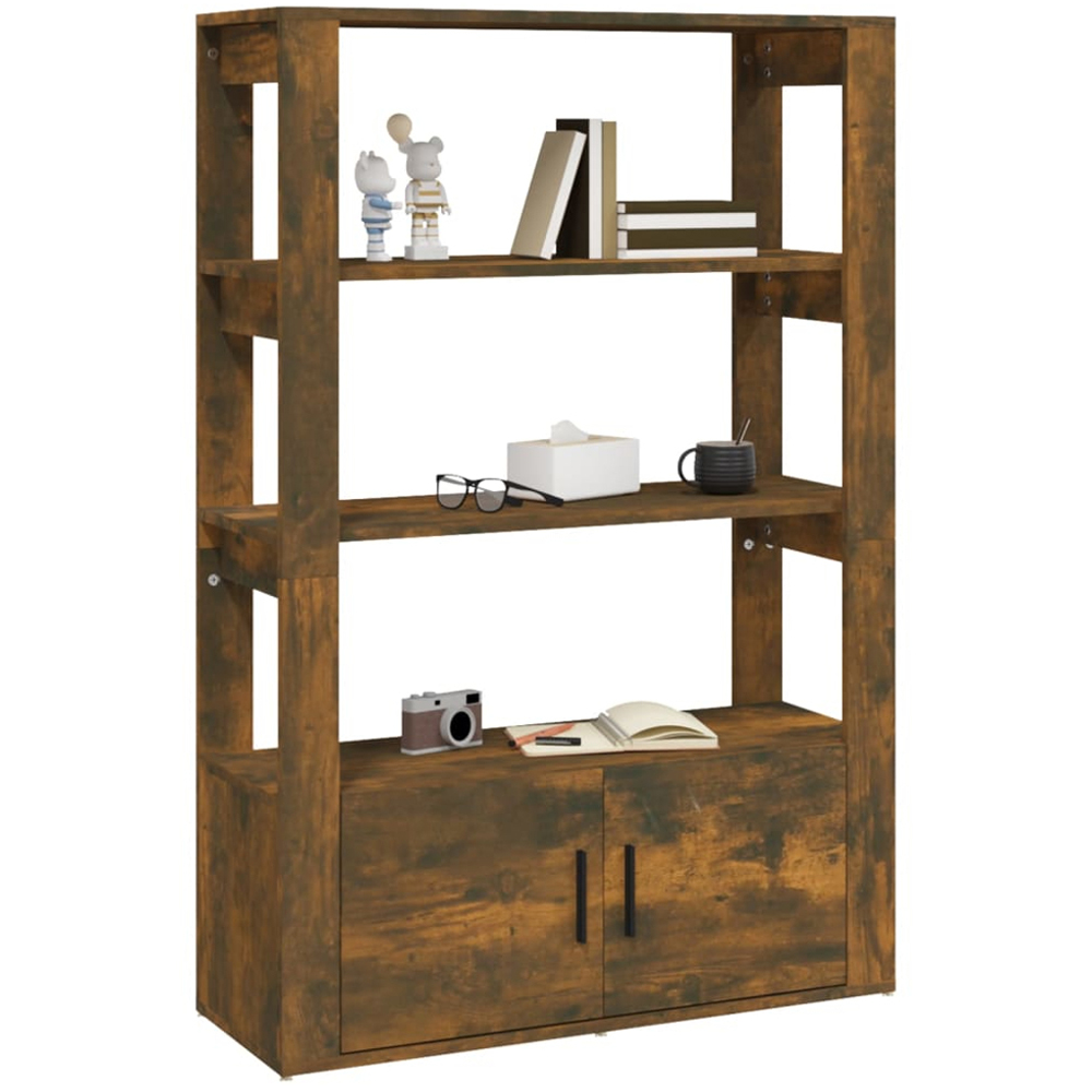 vidaXL 2 Door 3 Shelf Brown Oak Sideboard Image 3