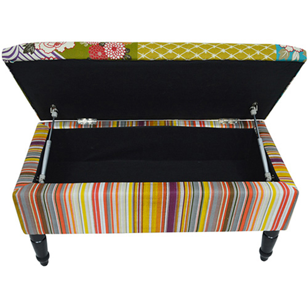 Watsons Patchwork Multicolour Storage Ottoman Stool with Padded Trunk Image 4