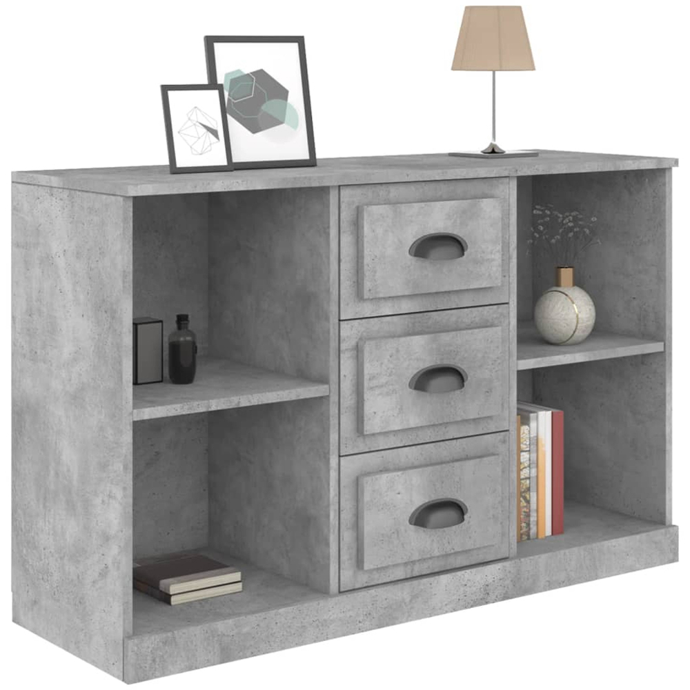 vidaXL 3 Drawer 4 Shelf Concrete Grey Wooden Sideboard Wooden Sideboard Image 6