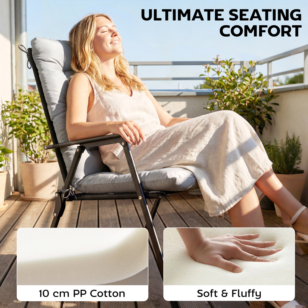 Outsunny Light Grey Waterproof Garden Chair Cushion 111.5 x 53cm 4 Pack Image 8