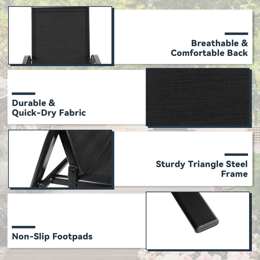 Costway Set of 2 Black Steel Garden Chairs Image 7