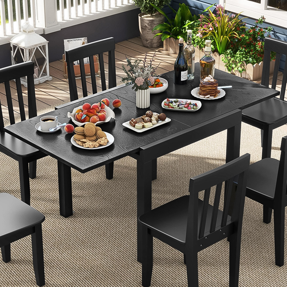 Costway 6 Seater Rectangular Aluminium Expandable Dining Table Grey Image 1