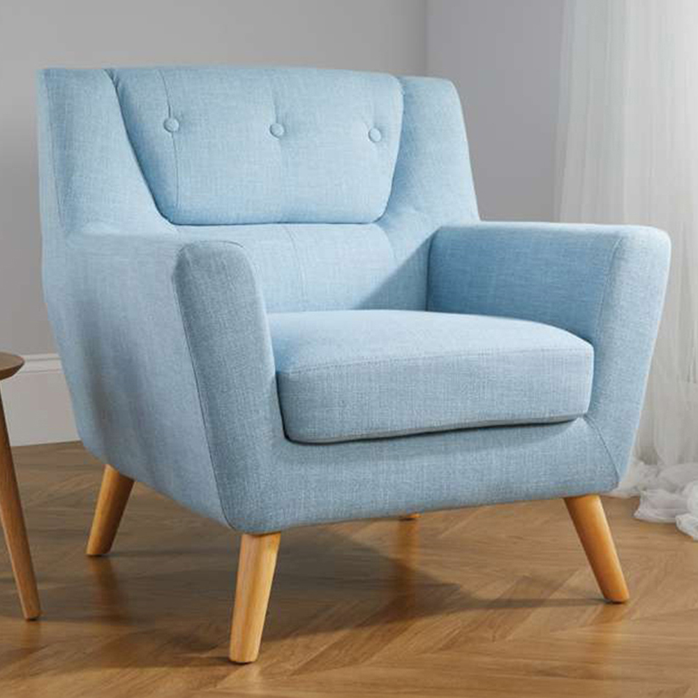 Lambeth Duck Egg Blue Fabric Armchair Image 1