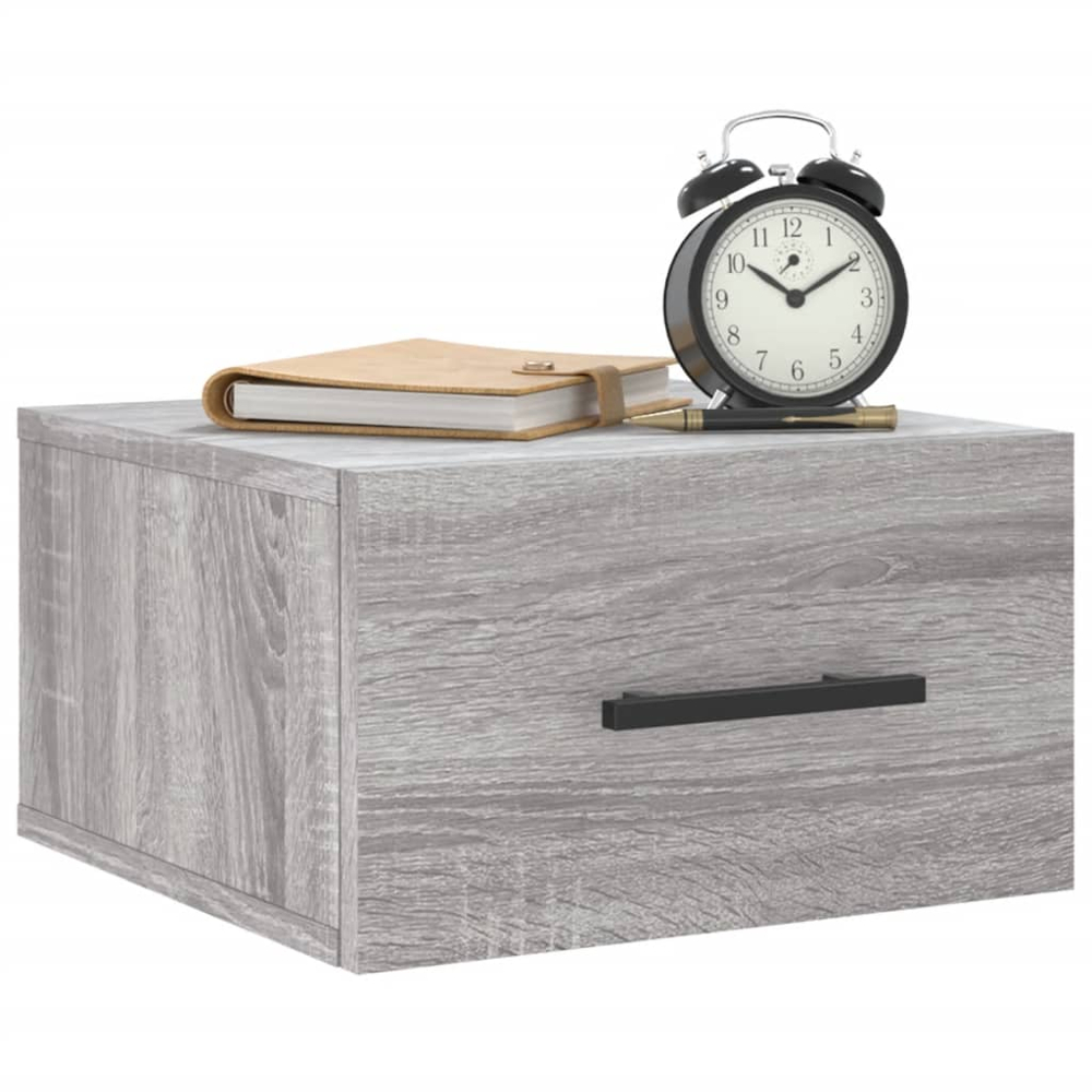 vidaXL Single Drawer Grey Sonoma Oak Wall Mounted Bedside Table Image 3