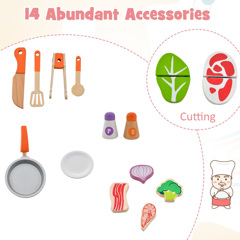 Costway 2 in 1 Kids Kitchen Playset with Realistic Toy Food Image 5