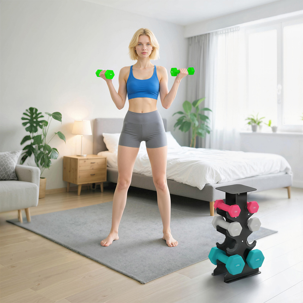 SPORTNOW Multicolour Hex Dumbbell Set with Rack 20kg 8 Pack Image 7