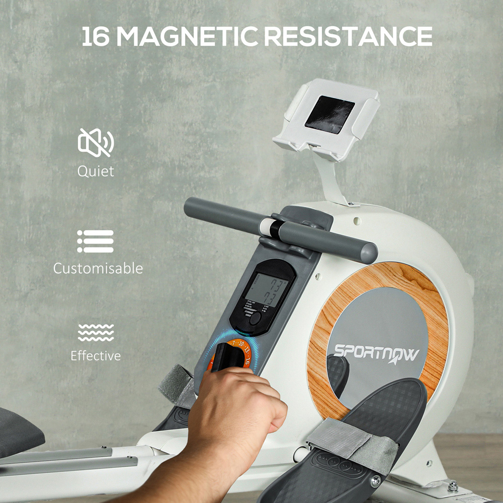 Sportnow White 16 Level Magnetic Rowing Machine with LCD Monitor Image 4