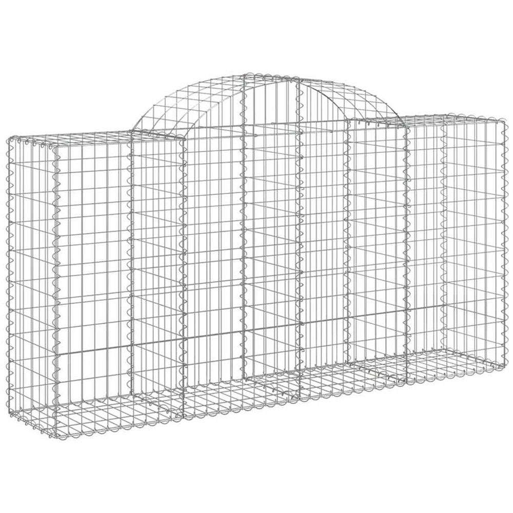 vidaXL Silver Galvanised Iron Arched Gabion Basket 200 x 50 x 100/120cm 40 Pack Image 1