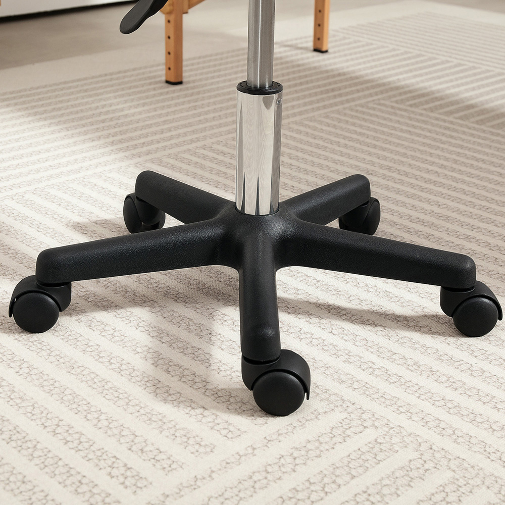 Portland Pink Adjustable Rolling Salon Saddle Stool Image 4