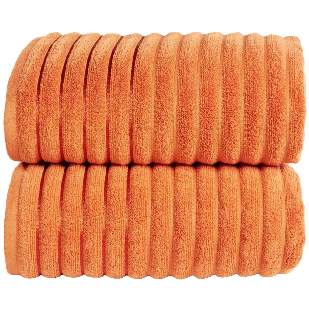 Rapport Home Orange Ribbed Cotton Bath Sheet Image 1