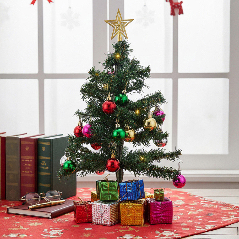 Living and Home Baubles and Light Mini LED Artificial Christmas Tree 1.6ft Image 2