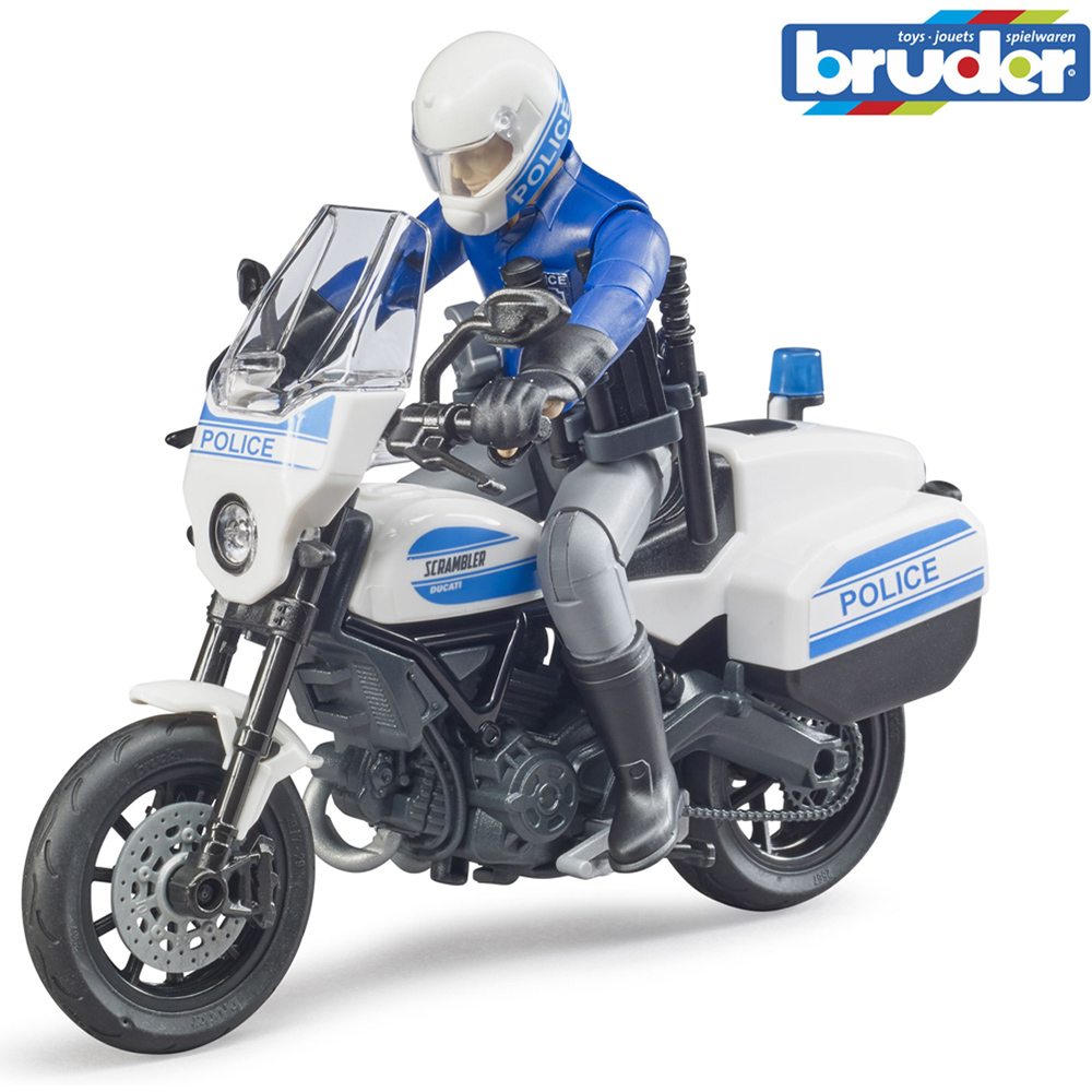 Bruder Kids bworld Scrambler Ducati Police Motorbike and Policeman Playset Model Image 5