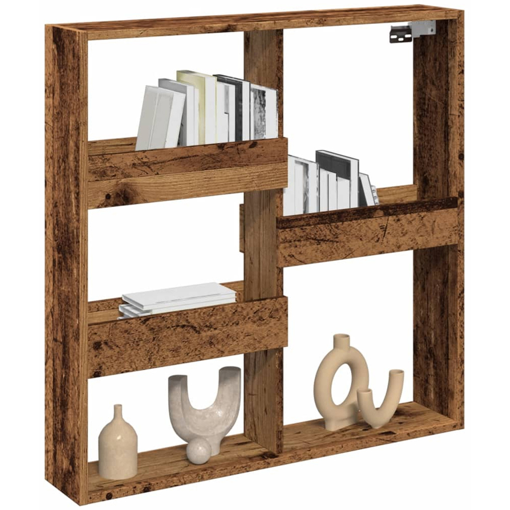 vidaXL 3 Shelf Smoked Oak Floating Wall Shelf Image 2