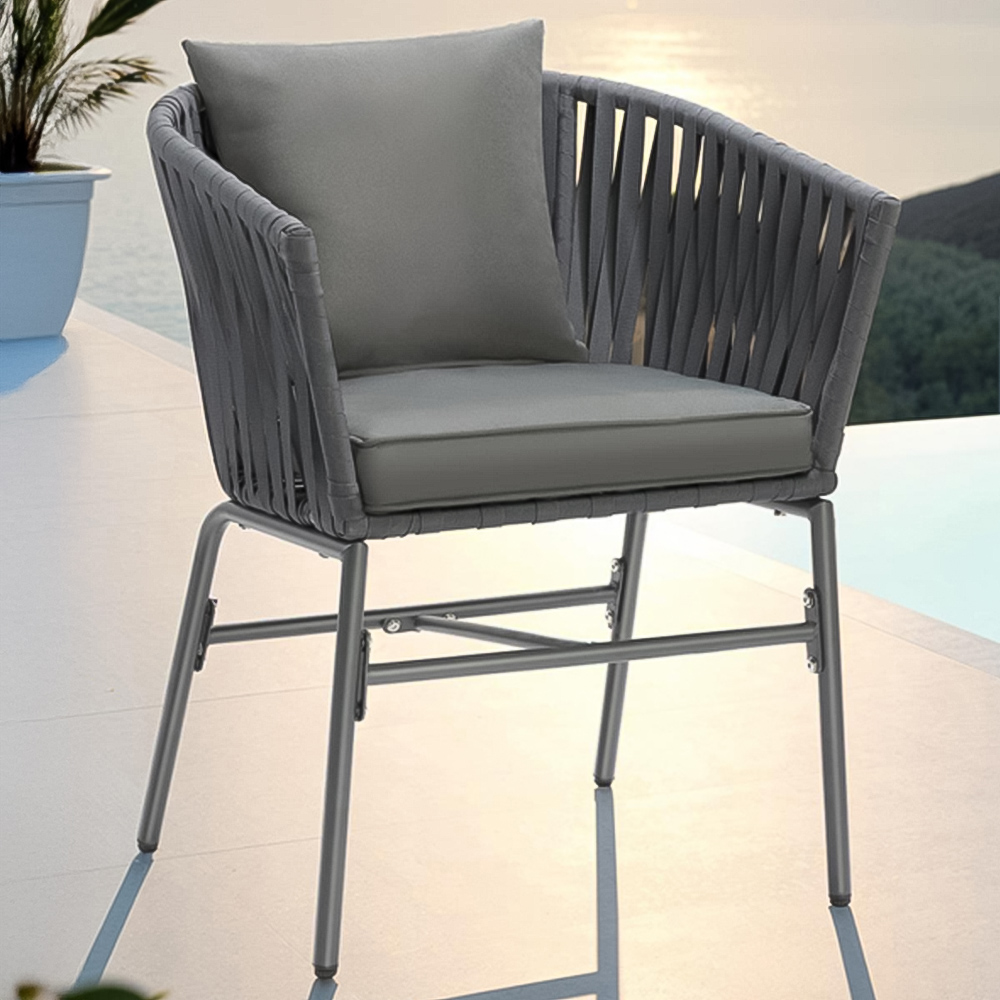 tectake Valeiras Set of 6 Woven Rope Design Accent Chair Image 1