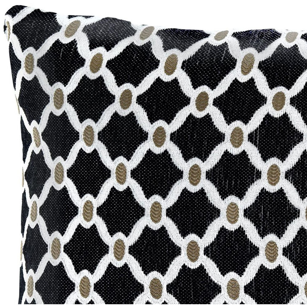 Alan Symonds Berkeley Black Chenille Geometric Cushion with Polyester Filled Pad 45 x 45cm 4 Pack Image 3