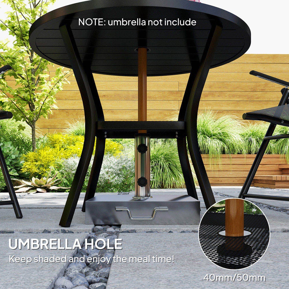 Outsunny Round Garden Dining Table with Parasol Hole Image 5