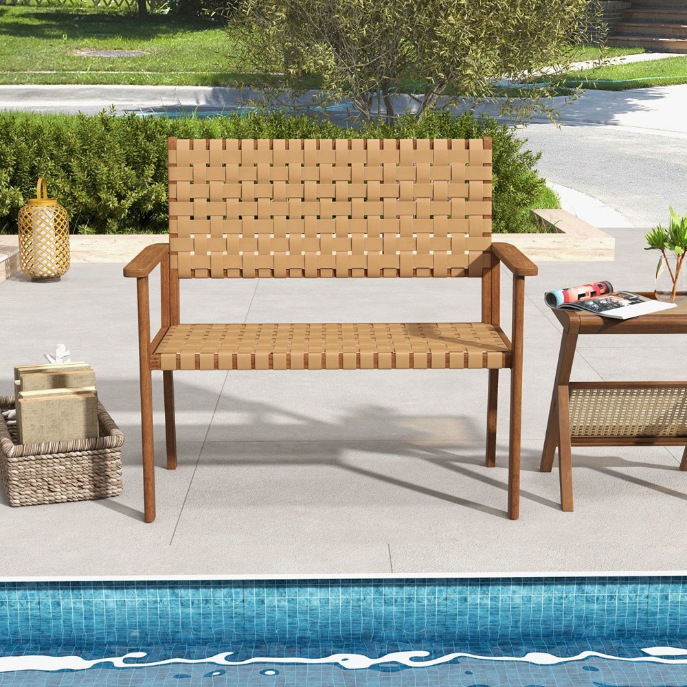 Costway Natural Outdoor All Weather Bench Image 3