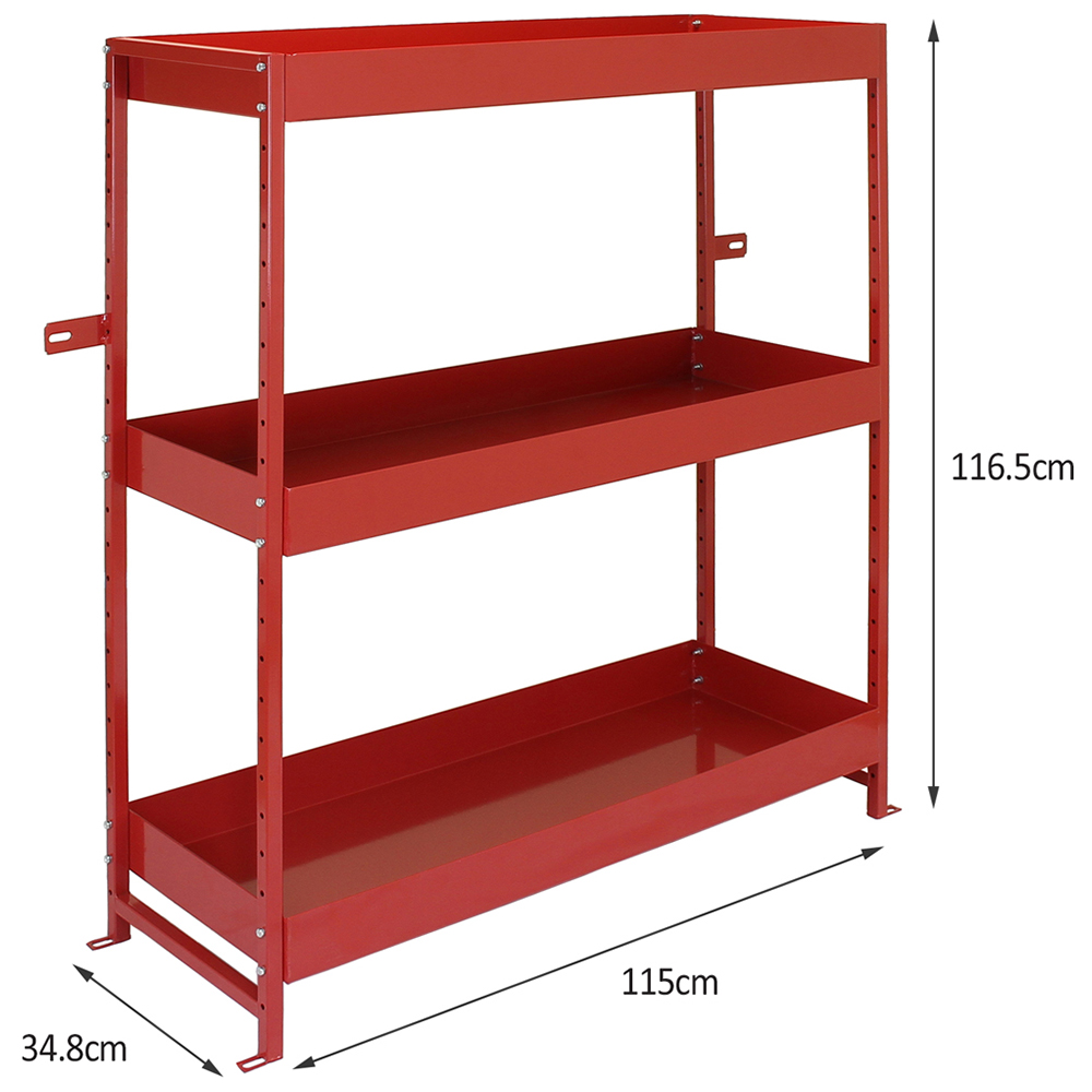 MonsterShop 3 Shelf Red Volcano Metal Van Shelving Rack Set of 2 Image 5