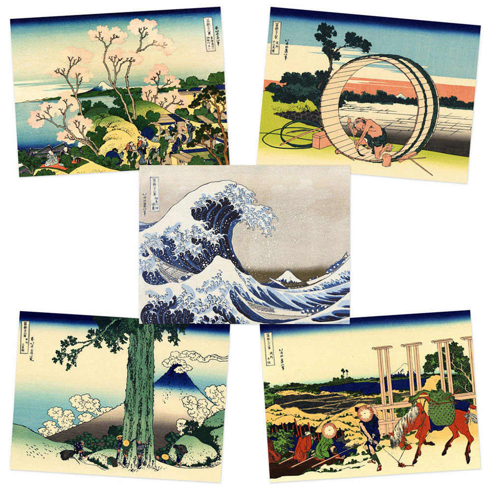 Artery8 Hokusai Views Mount Fuji Goten Yama Hill Mishima Pass Wall Art Print 30 x 41cm 5 Pack Image 1