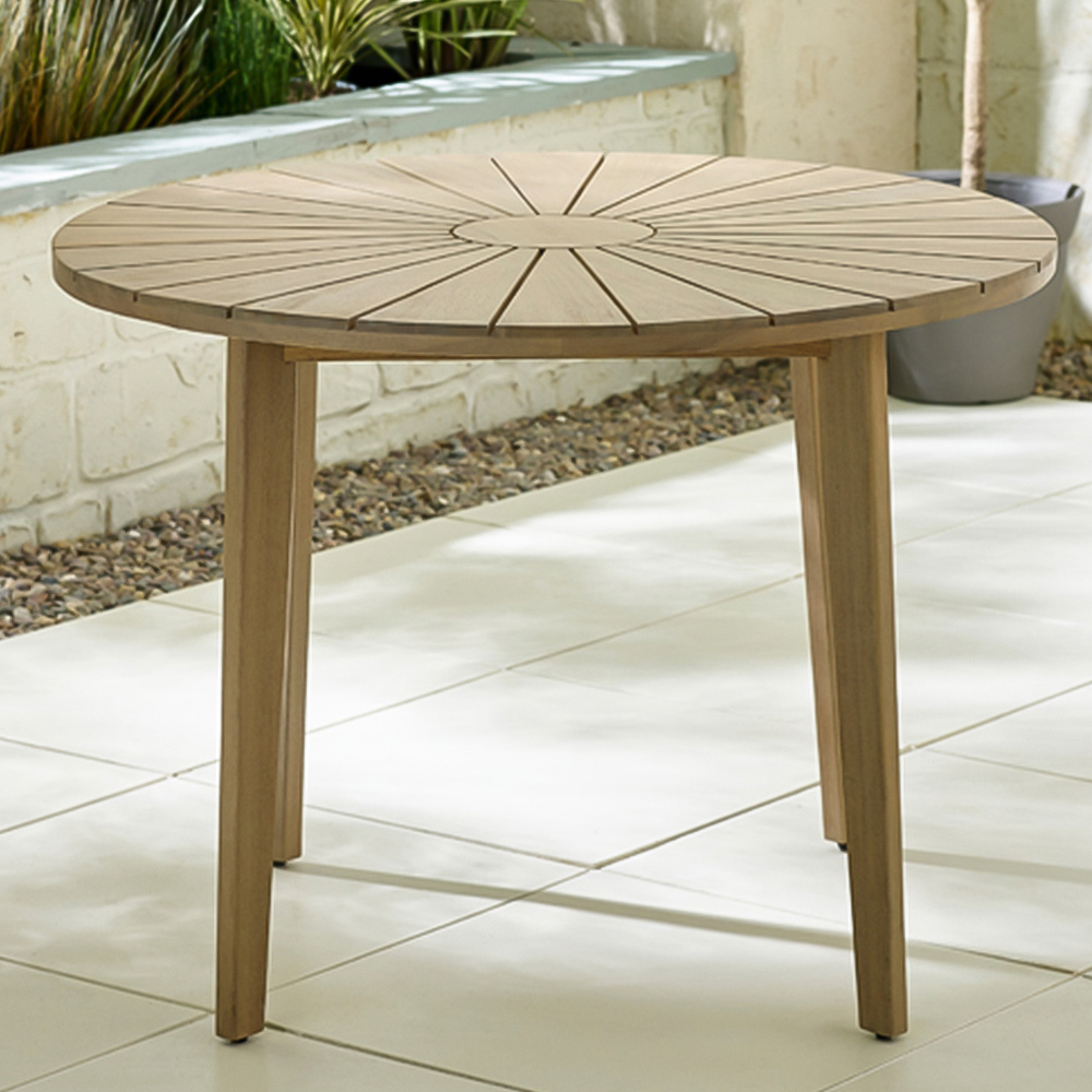 Furniturebox Jarrow 4 Seater Teak Round Wooden Outdoor Dining Table Image 1