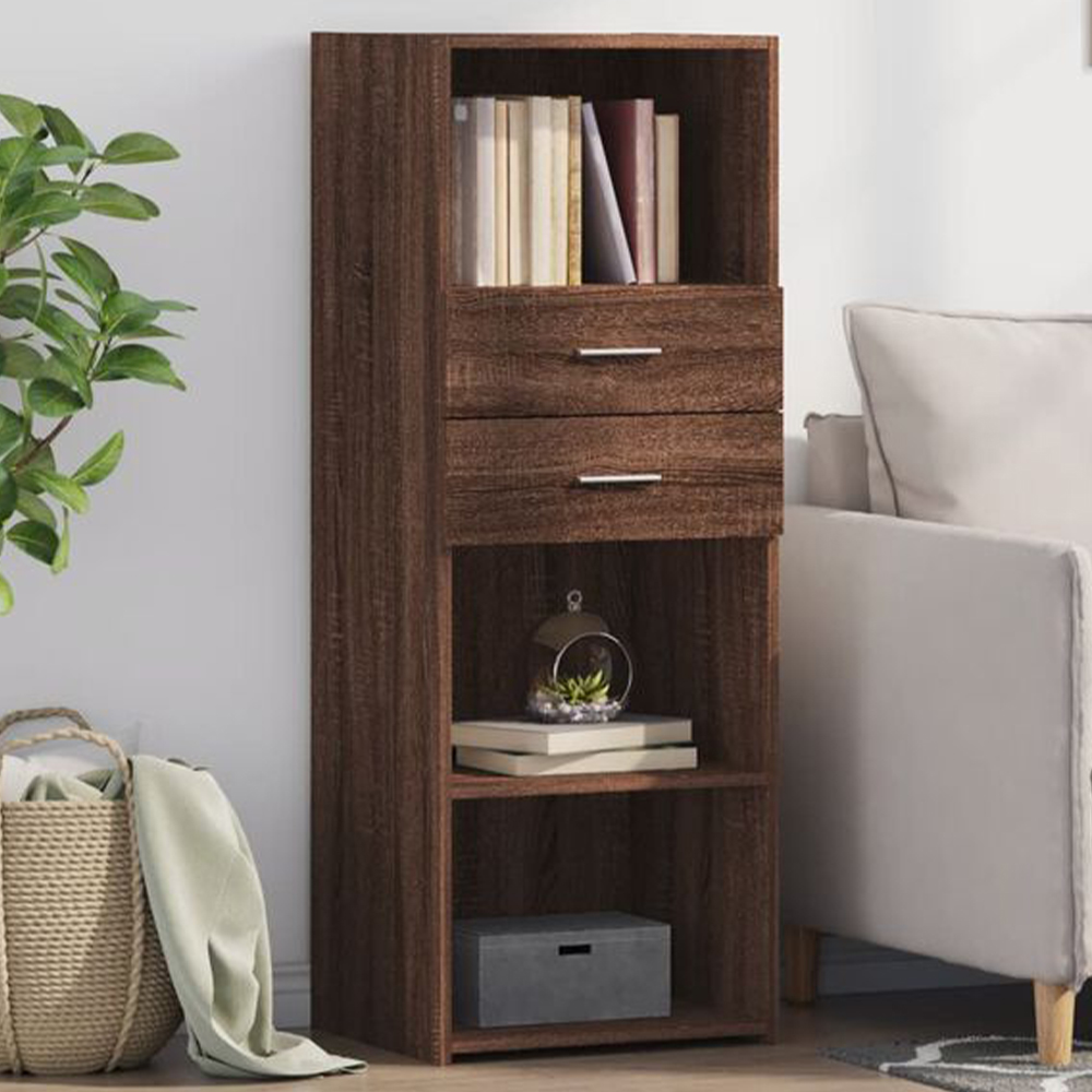 vidaXL 2 Drawer 3 Shelf Brown Oak Highboard Image 1