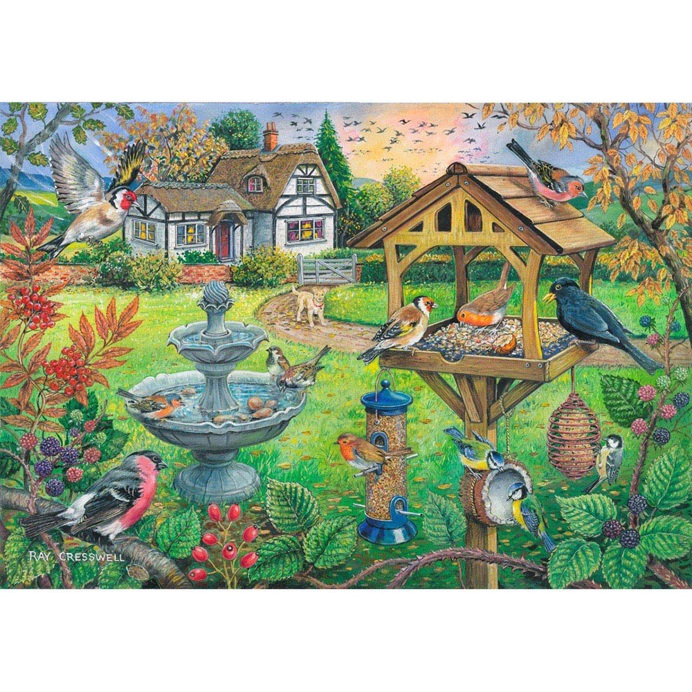 The House of Puzzles Bird Table 500 Piece Jigsaw Puzzle Image