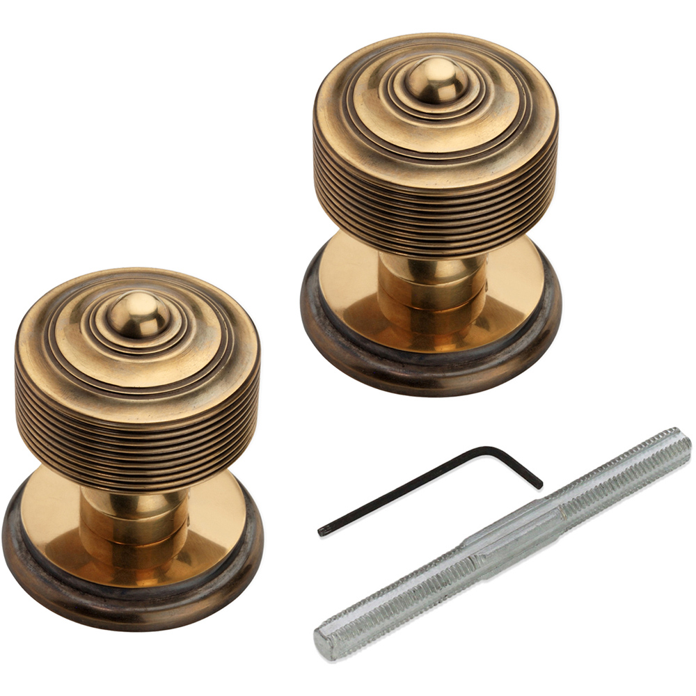 Spira Brass Aged Brass Carter Mortice Door Knob 2 Pack Image 4