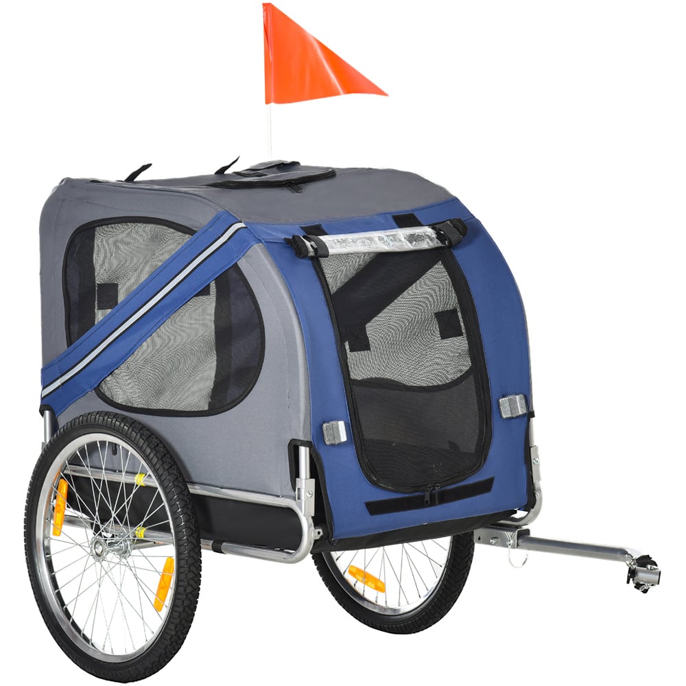 PawHut Waterproof Blue Pet Bicycle Trailer Image 1