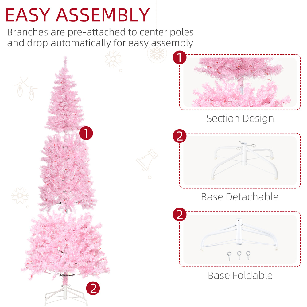 Everglow Warm White LED Pre-Lit Pink Artificial Christmas Tree 6ft Image 6