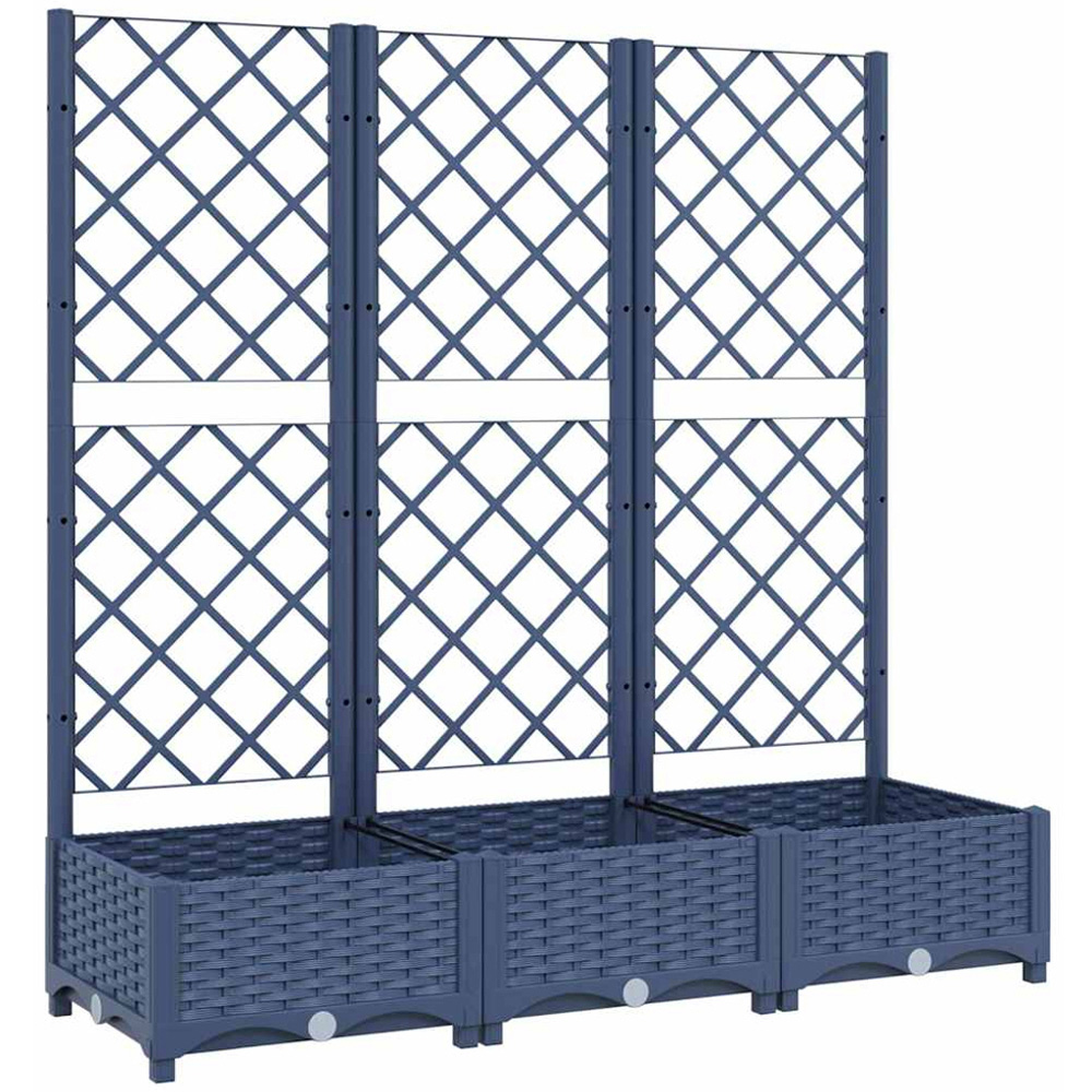 vidaXL White Plastic Raised Garden Planter with Trellis 121.5 x 120 x 40cm Image 1