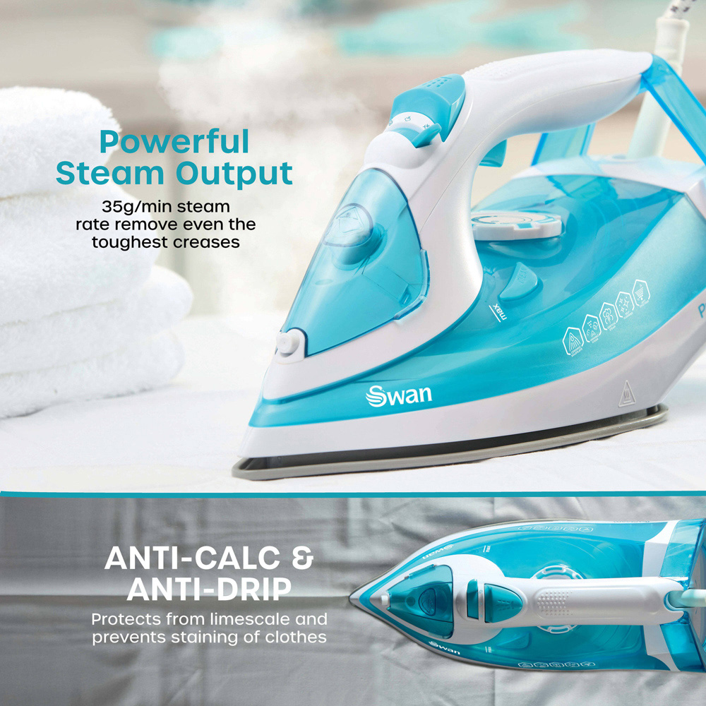 Swan 2600W White Aqua Steam Iron Image 5