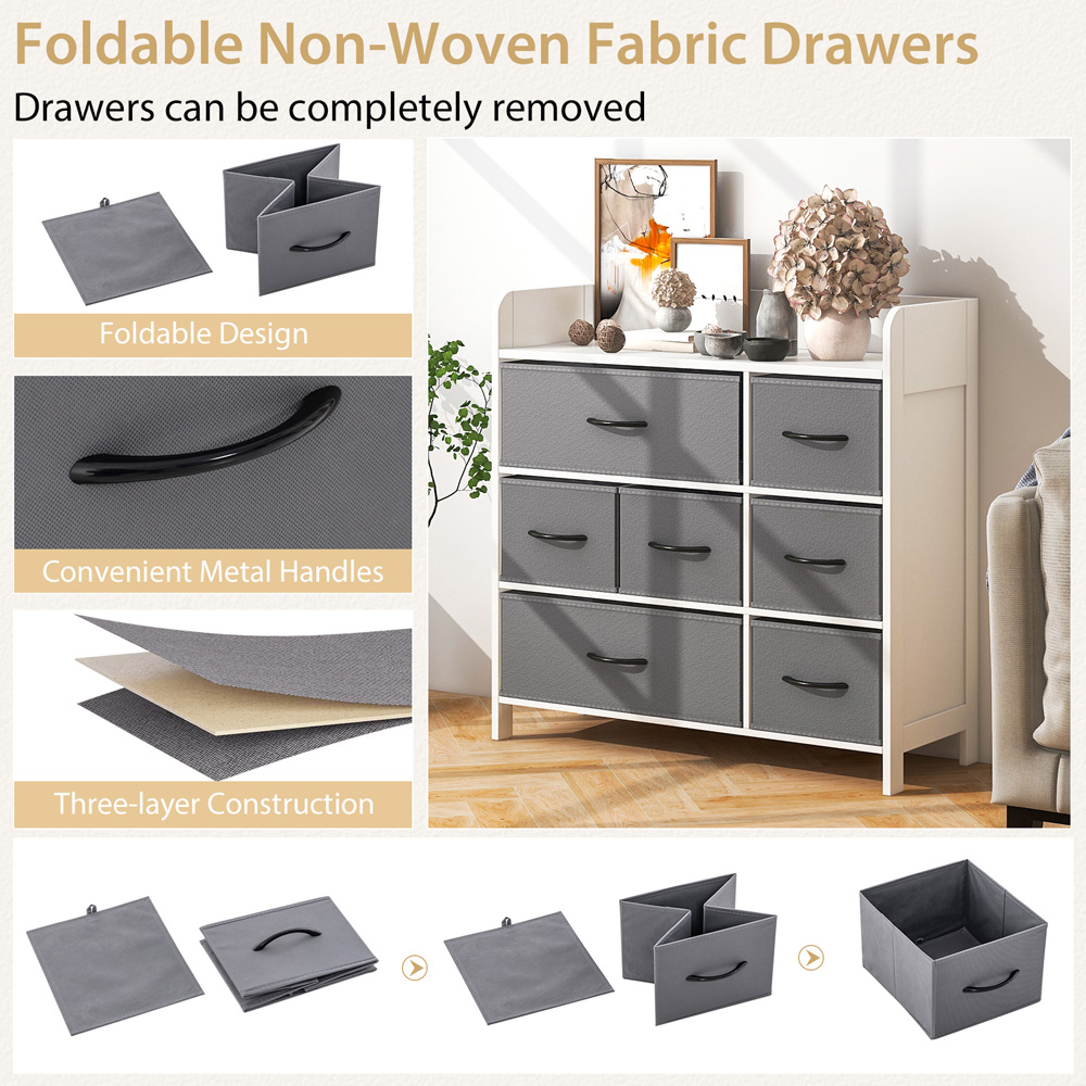 Costway 7 Drawer Single Shelf White Fabric Storage Unit Image 8