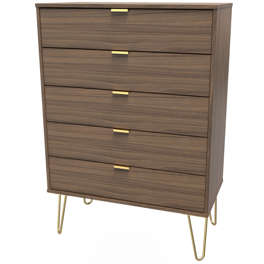 Crowndale Hong Kong 5 Drawer Carini Walnut Chest of Drawers Ready Assembled Image 2