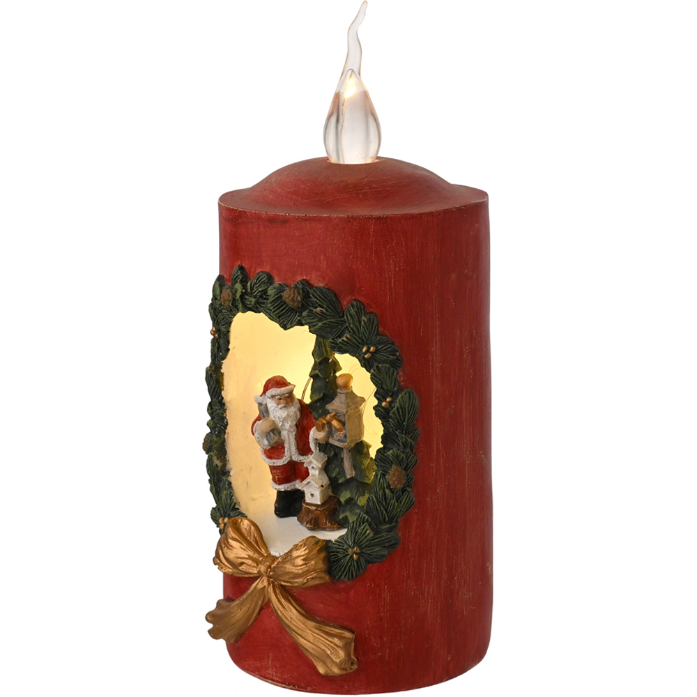 The Seasonal Gift Co Regal Tidings LED Santa with Tree Christmas Candle Scene Decoration 19cm Image 2
