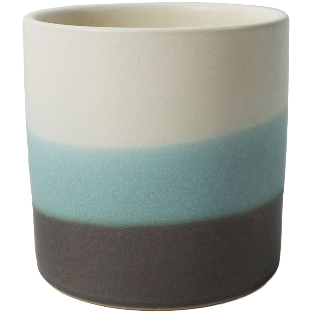 Leaf Blue Stripe Ceramic Planter 12cm Image 1