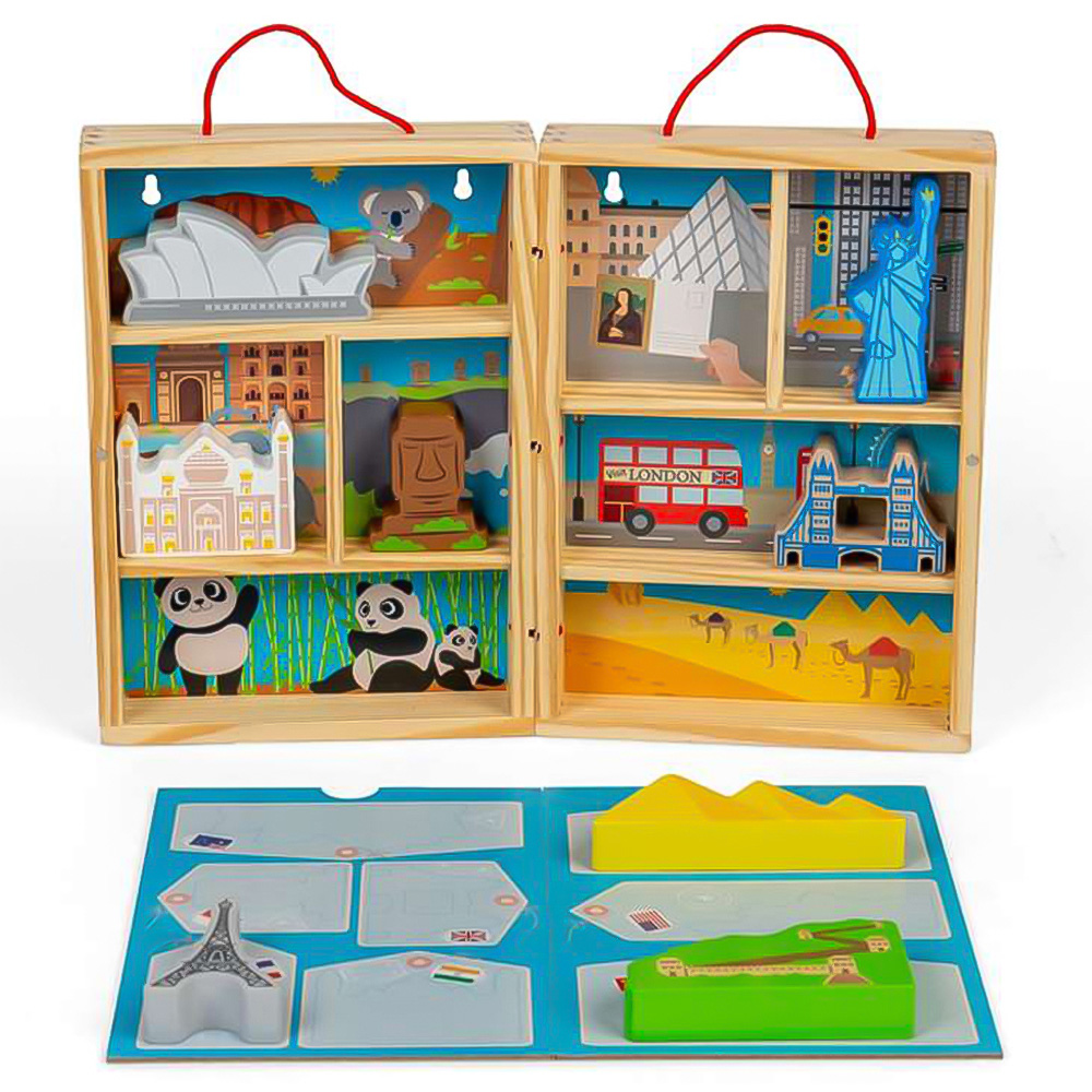 Bigjigs Toys Kids 10 Piece Wooden Travel Playset Image 2