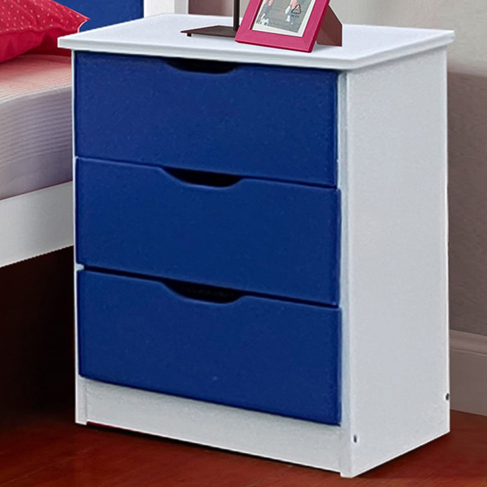 Brooklyn 3 Drawer Blue Childrens Wooden Star Bedside Table Image 1