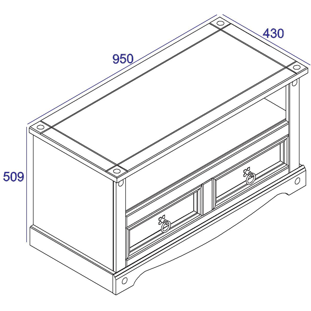 Core Products Corona 2 Drawer Single Shelf White Solid Pine Flat Screen TV Unit Image 5