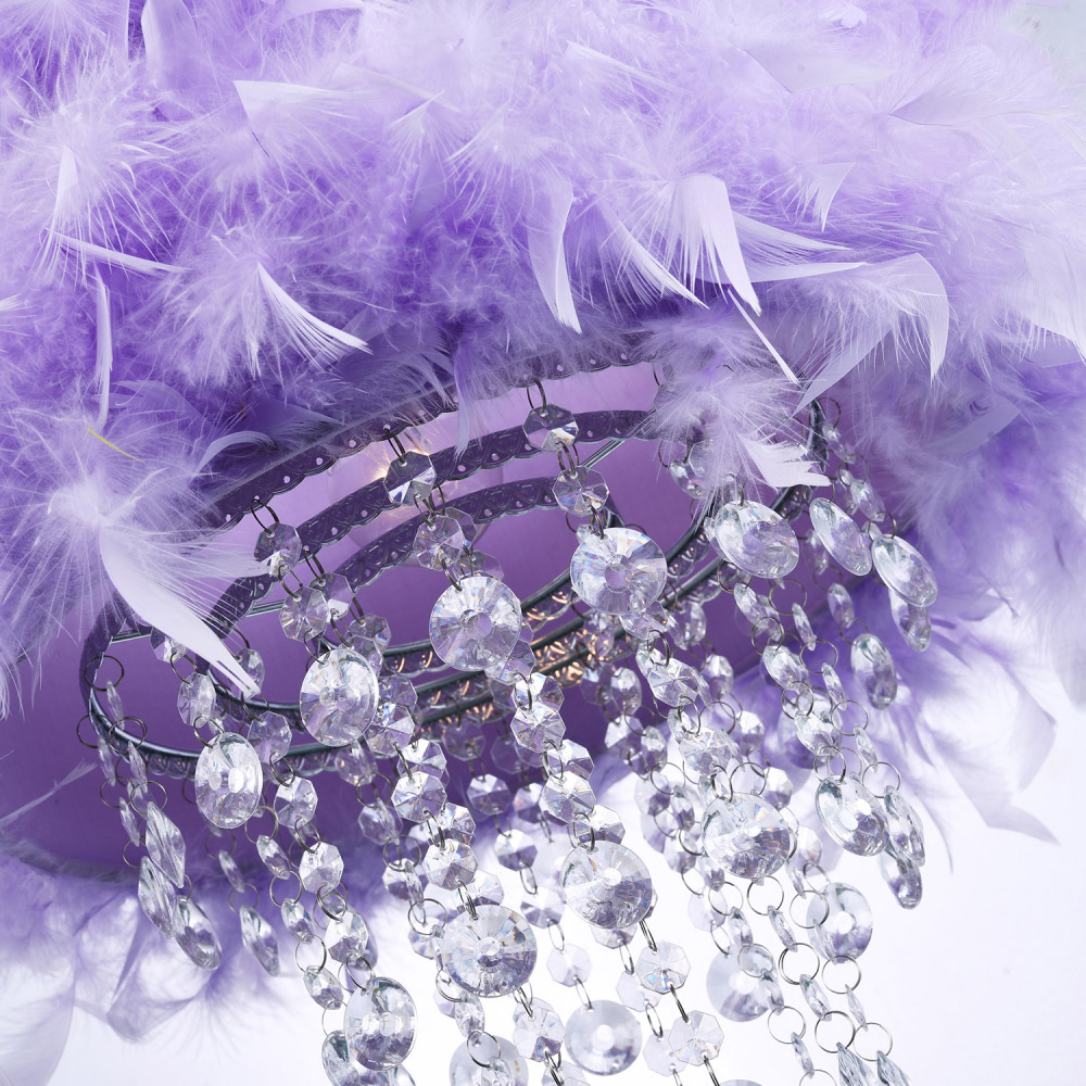 Happy Homewares Lilac Feather Pendant Shade with Transparent Acrylic Droplets Image 5