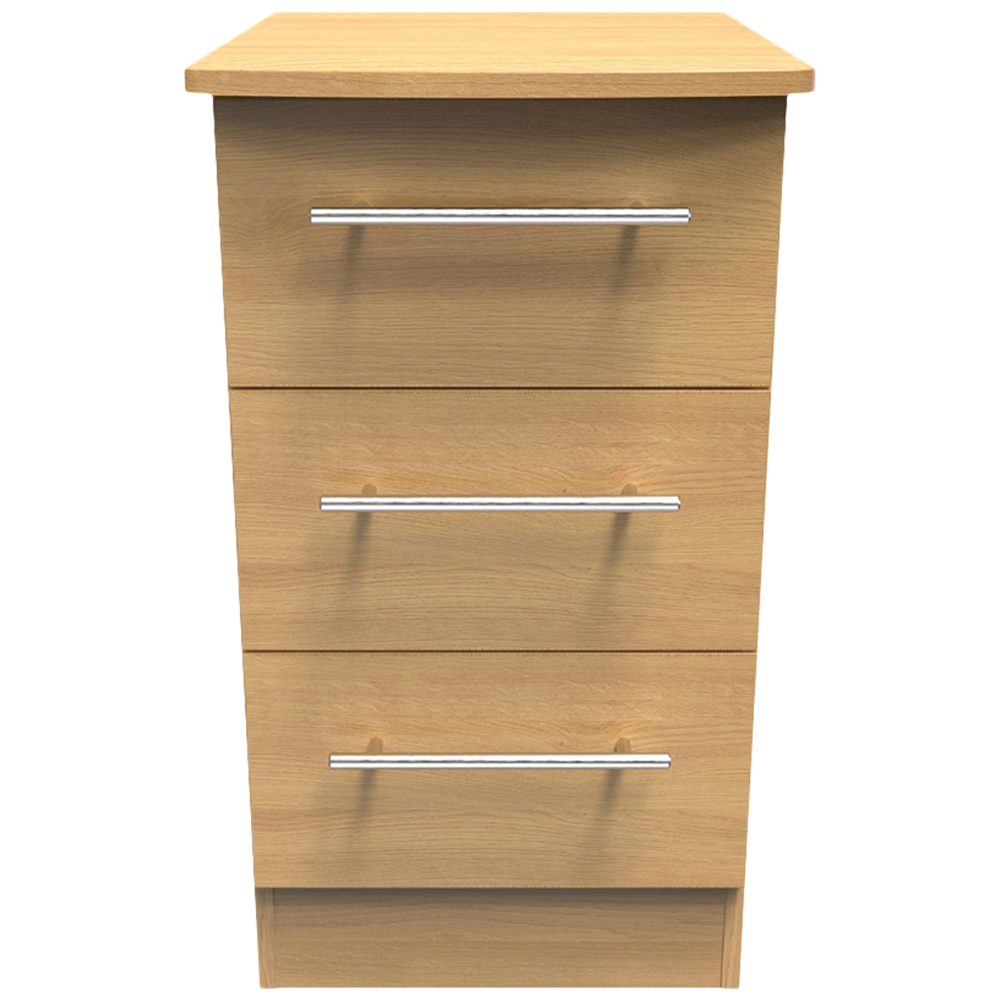 Crowndale Sherwood 3 Drawer Oak Bedside Cabinet Image 2