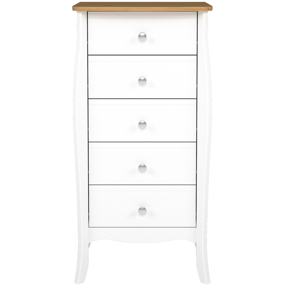 Florence Baroque 5 Drawer Pure White Iced Coffee Lacquer Narrow Chest of Drawers Image 4