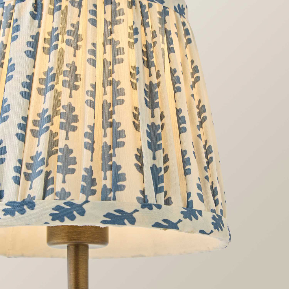 ValueLights Lowe Blue Ditsy Floral Pleated Shade Brass Rechargeable Table Lamp with Bulb Image 4