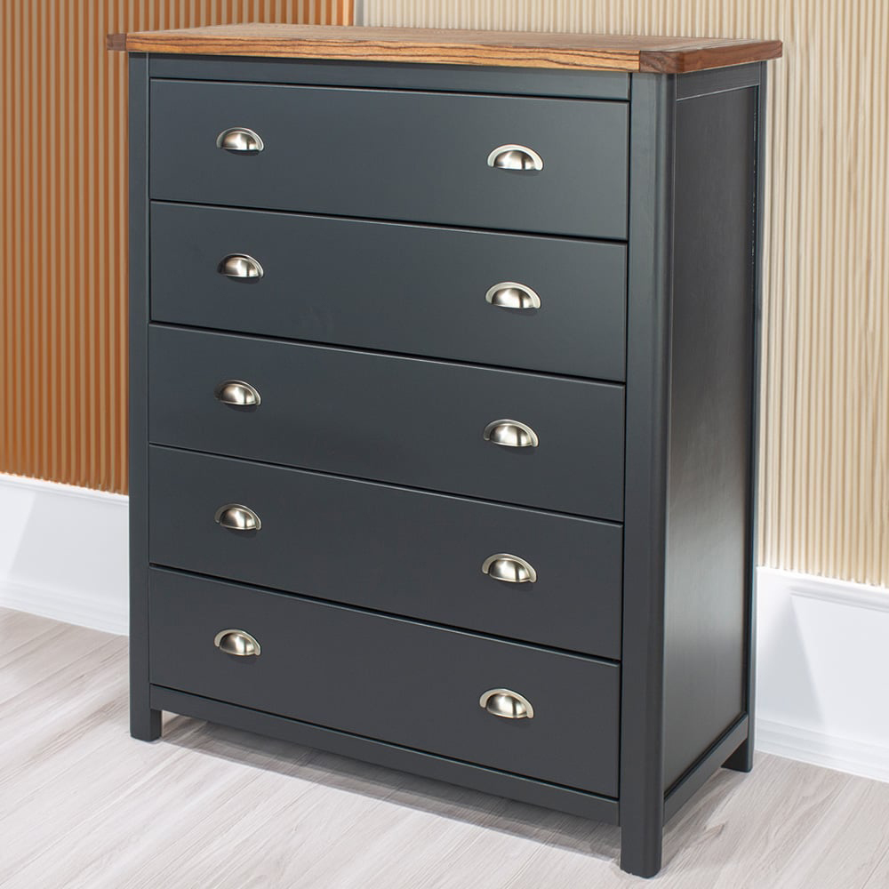 Core Products Dunkeld 5 Drawer Midnight Blue Chest of Drawers Image 1