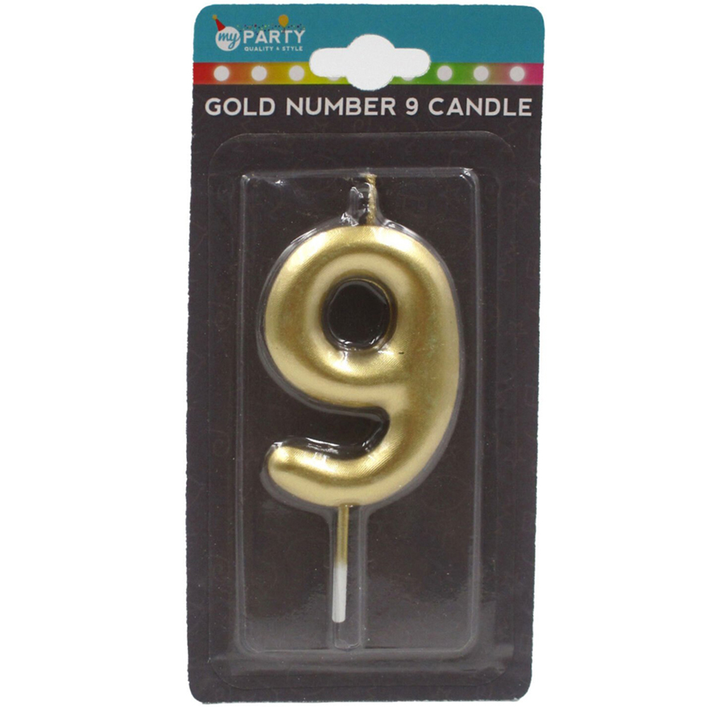 Gold Number Candle - 9 Image