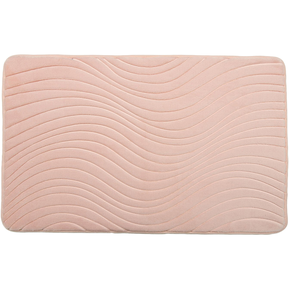 Wave Memory Foam Bath Mat - Blush Image 1