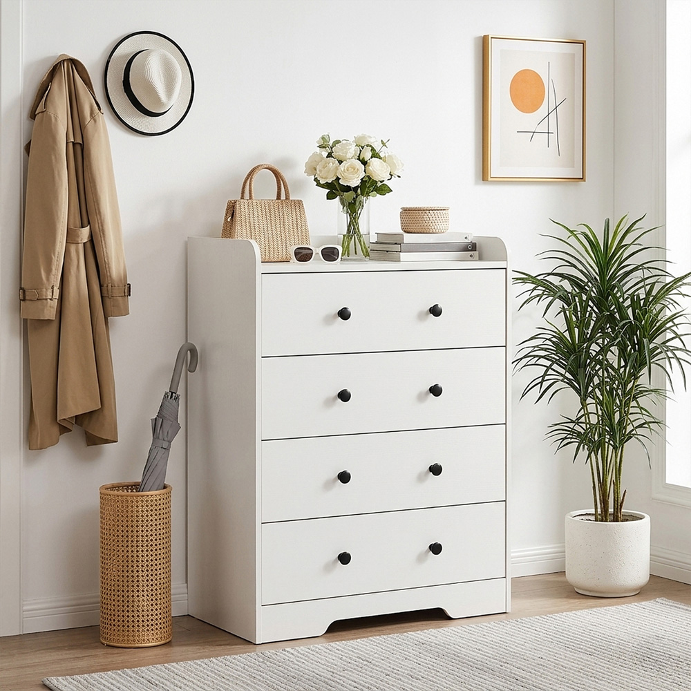 Living and Home 4 Drawer White Embossed Storage Cabinet Image 7